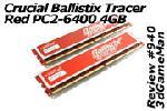 Crucial Ballistix Tracer Red PC2-6400 4GB Memory Kit