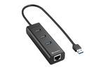 Sharkoon USB 30 Aluminium Hub mit RJ45 Ethernet Adapter