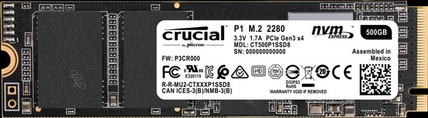 Crucial P1 500GB M2 Type 2280 SSD
