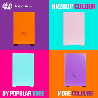 Cooler Master NR200P Flamingo Pink Caribbean Blue Sunset Orange Nightshade Violett