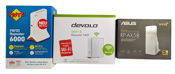 Asus RP-AX58 devolo WiFi 6 Repeater 5400 AVM FRITZRepeater 6000 Repeater