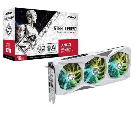 ASRock AMD Radeon RX 7600 XT Steel Legend 16GB OC Graphics Card