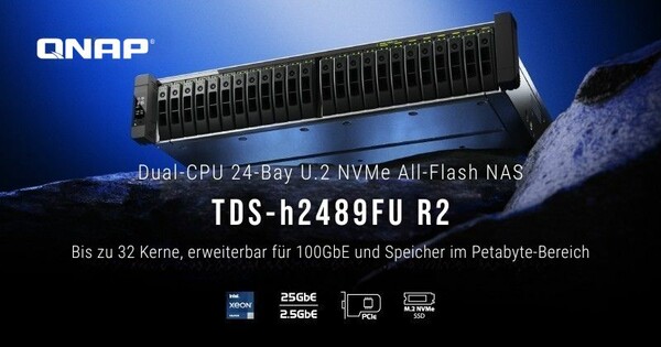 QNAP TDS-h2489FU R2 24-Bay Dual-CPU U2 NVMe All-Flash NAS